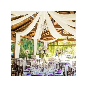 6 Panels Ceiling Drapes For Wedding 5ftx20ft Wedding Arch Draping Fabric Sheer Chiffon Ceiling Curtain For Wedding Party Ceremony Stage Decoration