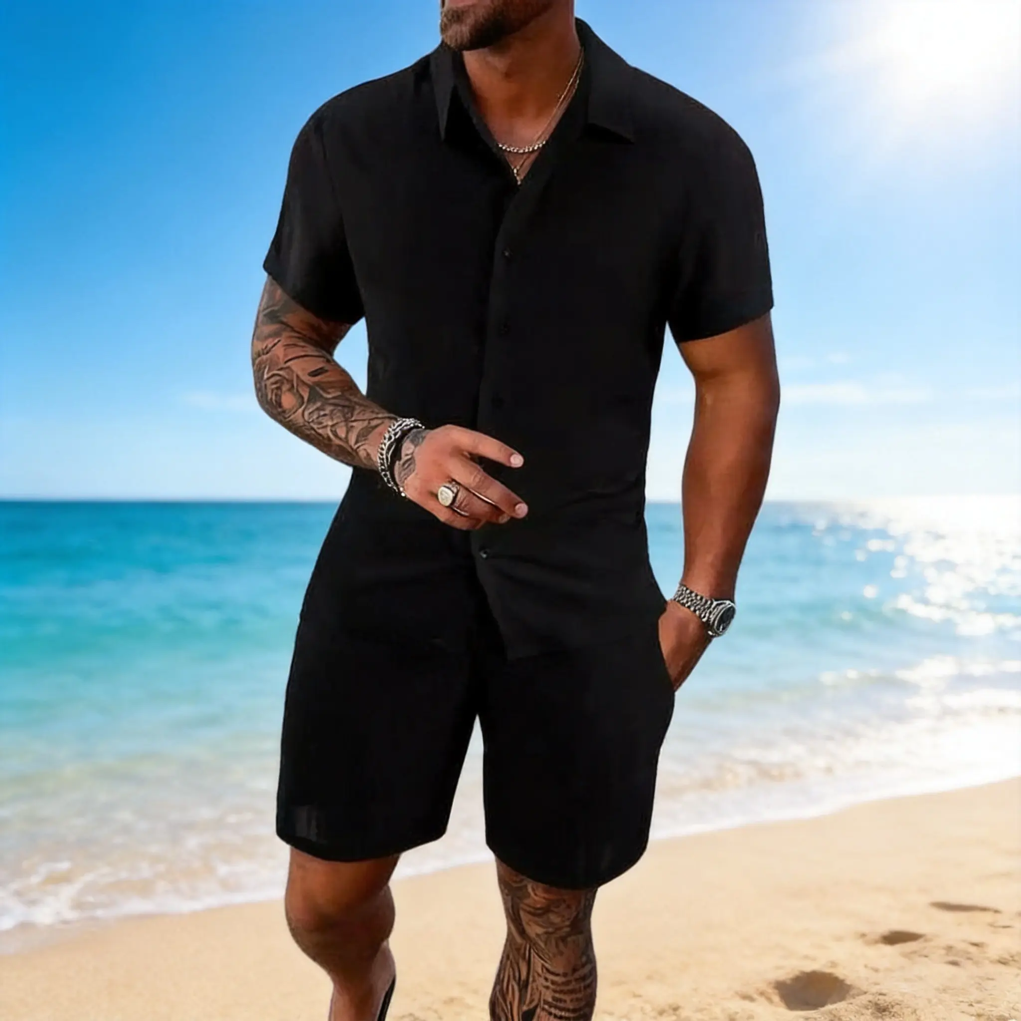 Men’s Summer Beach Co-ord Set, for Everyday and Vacation Wear