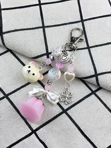 1 PC Colorfast Bear Pudding Keychain, Soft Adorable Style, Multi-Pendant Bead Design, Ideal for Students and Office Workers, Perfect Gift, Keychain For Bags