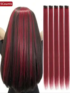 20 Inch Long Straight Clip-in Hair Extensions, Synthetic Mixed Color Hairpiece for Daily Party Halloween Cosplay Use, Fashion Dress Up Accessories for Women, Ponytail Extensions