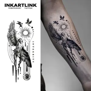 INKARTLINK Tattoo Tech, 2 Sheets Semi-Permanent Temporary Tattoos ,Integrity,Adult Art Design,Lasts 1-2 Weeks, Waterproof, Realistic Look, No Adhesive, No Reflection,For Man And Woman,Ideal for Swimming, Party