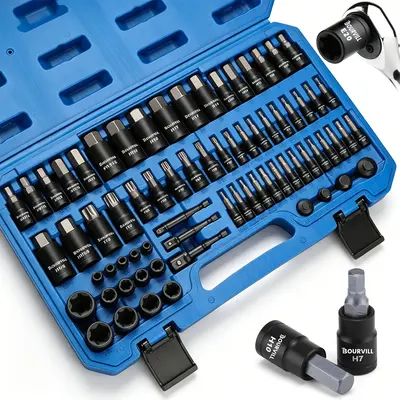 GETLITOOL 1/2 Inch Torx Bit Socket Set, 12 PCS Premium S2 Steel Star Bit Socket Set, Torx Socket Set with Size-Marked & Storage Case for Garage, Car & Trucks Repair, Size T20-T80