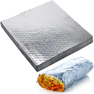 100 Pcs Insulated Sandwich Wrap Sheets - 10 3/4" x14" Aluminium Foil Sheets for Food - Heat & Grease Resistant Paper - Hamburger, Burrito & Sandwich Wrapping Paper
