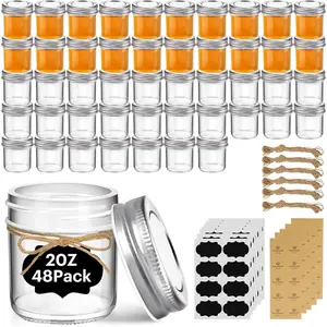 Small Mason Jar 2 oz, 48 Mini Mason Containers, Small Canning Jars, Mini Glass Jars with Lids, Suitable for Ginger Juice Drinks, Honey, Jam, Sauce, Spices, DIY Candle Decorations, Wedding and Baby Shower Gifts