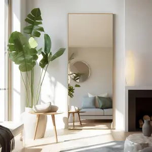 HomeSquad Full Length Standing Mirror for Bedroom or Living Room, Wall Hanging or Leaning Mirror with Aluminum Thin Frame for Cloakroom Decor Durable