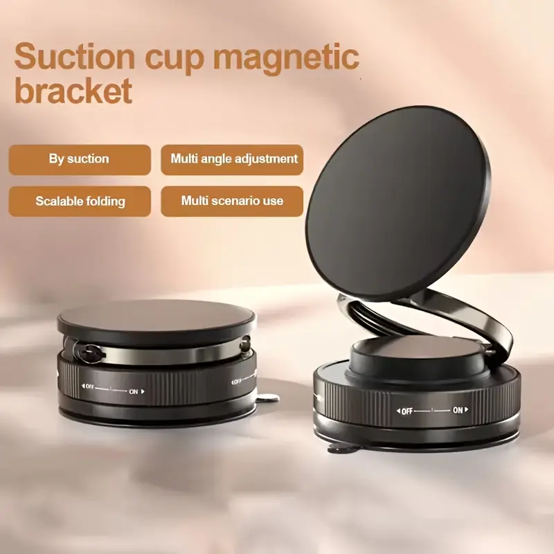Vacuum magnetic phone holder, Suction Cup Mount, Cell Phone Mount, Magnetic Phone Stand, Cell Phone Holders, 360C rotating, foldable design - super strong magnet, adjustable angle, suitable for car/kitchen/office/bathroom installation