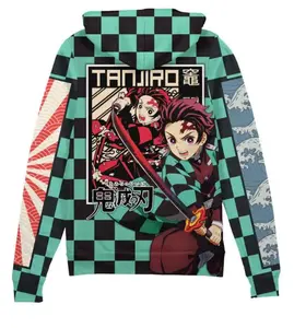 Kamado Tanjiro Haori Demon Streetwear Zip Hoodie Jacket, Anime fan Zip up hoodie, Perfect for Fall & Winter with Fitted Design #anime  #hoodie #jacket #menwear