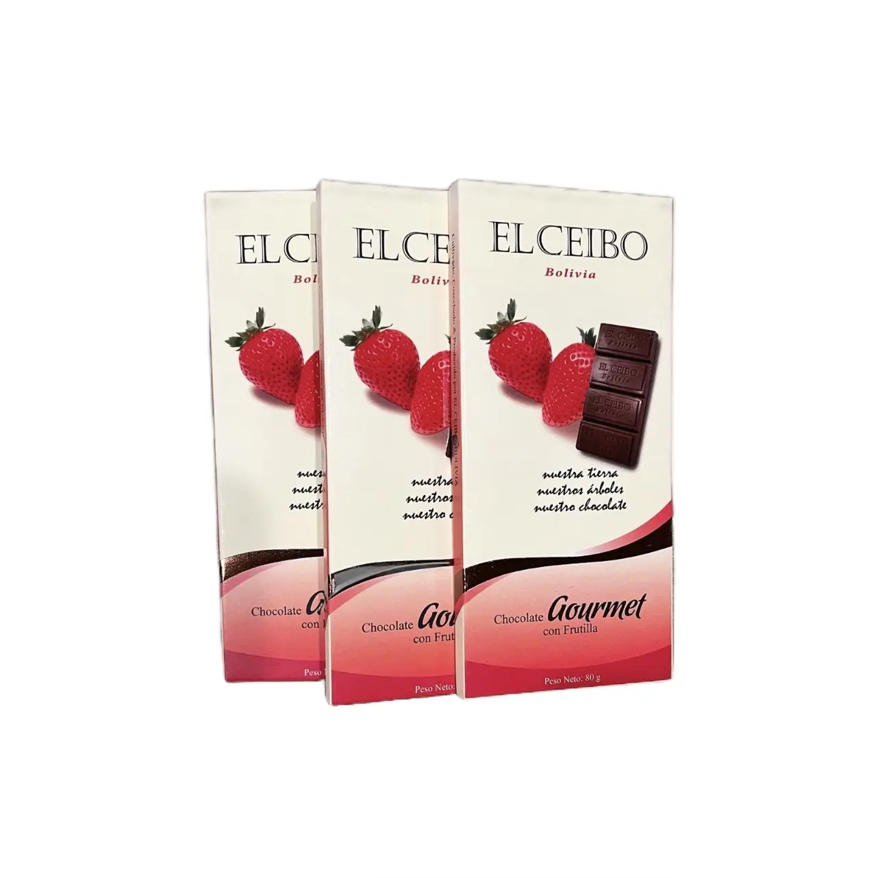 El Ceibo gourmet milk chocolate + strawberry (3pack)