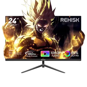 REHISK 24" Gaming Monitor – 180Hz FHD IPS, 1ms, FreeSync, Built-in Speakers, Borderless Design, HDMI & DP for PC, PS5, and Xbox
