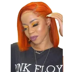 Ginger Orange Straight Lace Frontal Human Hair Wigs