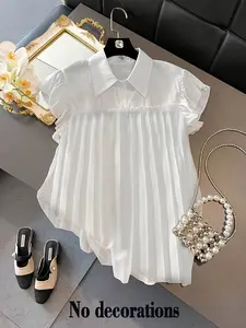 Plus Size Fashion Pleated Shirt, Stylish Women's Blouse, Comfortable and Trendy, Perfect for Casual Wear, All Seasons