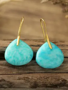 Blue Natural Stone Earrings Macaron Color Geometric Design Water Drop Pendants Spring Summer Fresh Vacation Jewelry