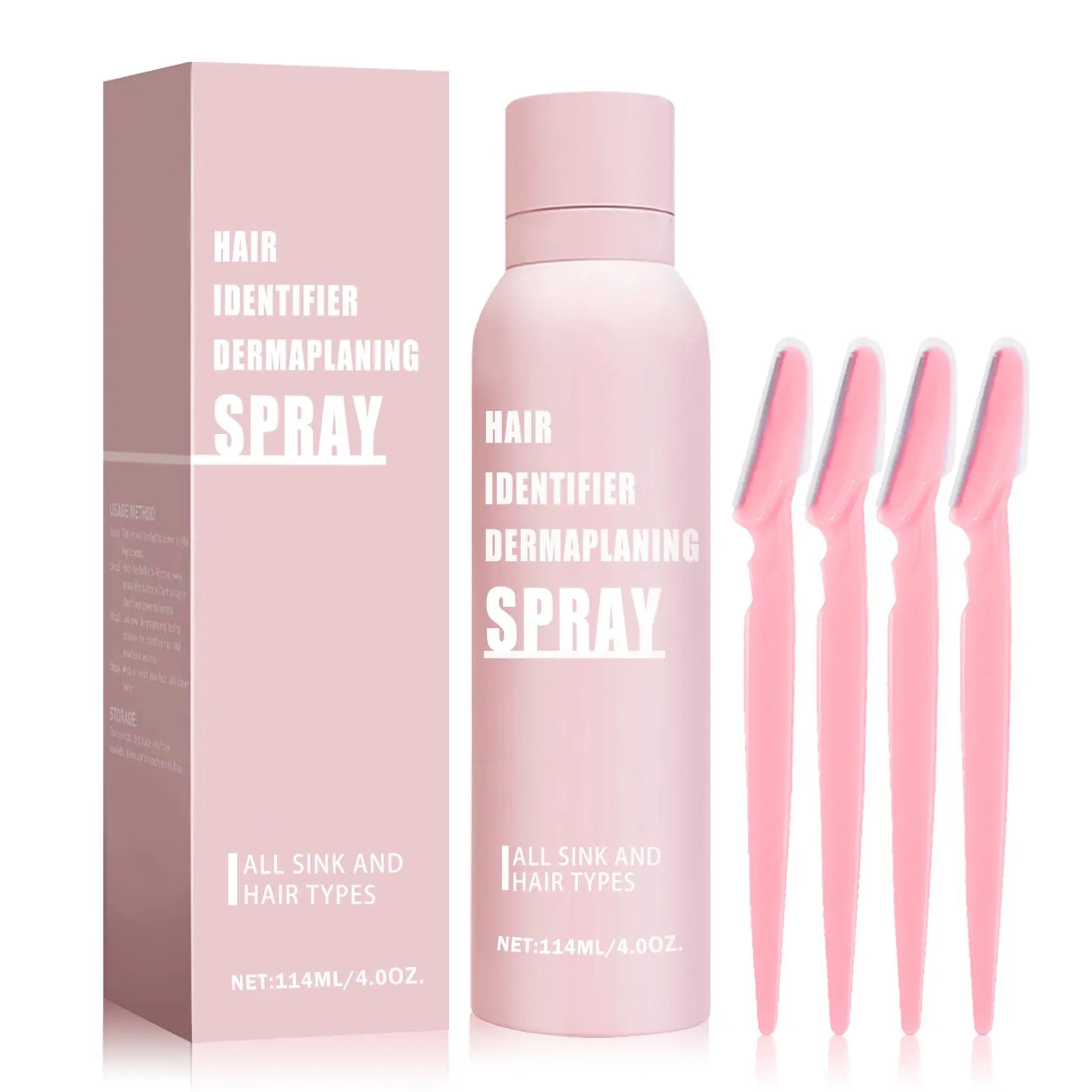 IONSGAKO Hair Identifier Spray for Face Shaving & Dermaplaning | Facial Hair Removal Kit with 4 Dermaplaner Razors for Women, Skin Hair Identifying Spray for All Skin Types