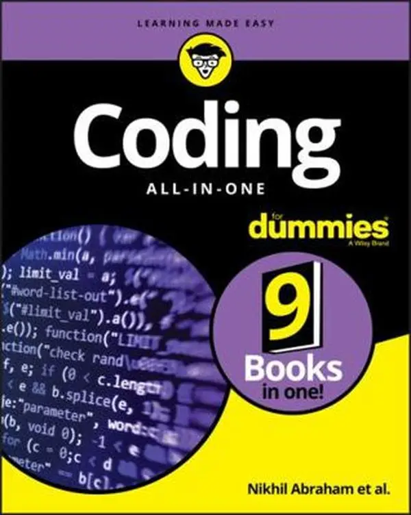 Used Softcover Book - Coding All-in-1 for Dummies by Nikhil Abraham (English, 2017 Edition, 800 Pages) - Beginners' Guide to Discover Languages That Power Data Science, Get Tools to Create a Mobile App & Web Code
