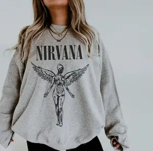 Nirvana Unisex Sweatshirt, 90s Vintage Band Shirt, In Utero Crewneck Nirvana Tour, Nirvana Smile Face Crewneck Sweatshirt