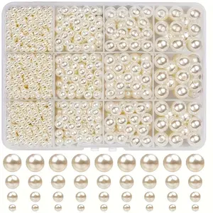 1320pcs 4/6/8/10 milli round pearl Rice white/pure white 12 box DIY beaded bracelet necklace Round colored beads, craft beads, round beads with hole thread, DIY bracelet, necklace, craft beads, DIY Jewelry Making, Bead Assortment, Diy Beading Accessories