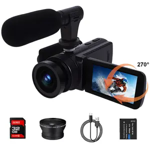 270-degree flip screen selfie camera, 16MP HD video recording, 16x zoom, entry-level portable camera, rechargeable, includes a 32GB memory card, ideal for outdoor travel, home use, and vlogging. summervibes