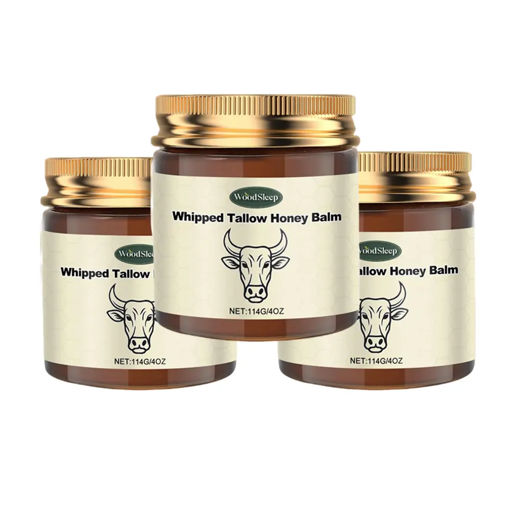 All-Natural 3-Piece Whipped Tallow Honey Balm Set - 12 Oz Hydrating Body Cream, Gentle Honey Body Butters for Soft Smooth Skin, Handmade Moisture Care Product, Softening Skin, Buttery Body Butters