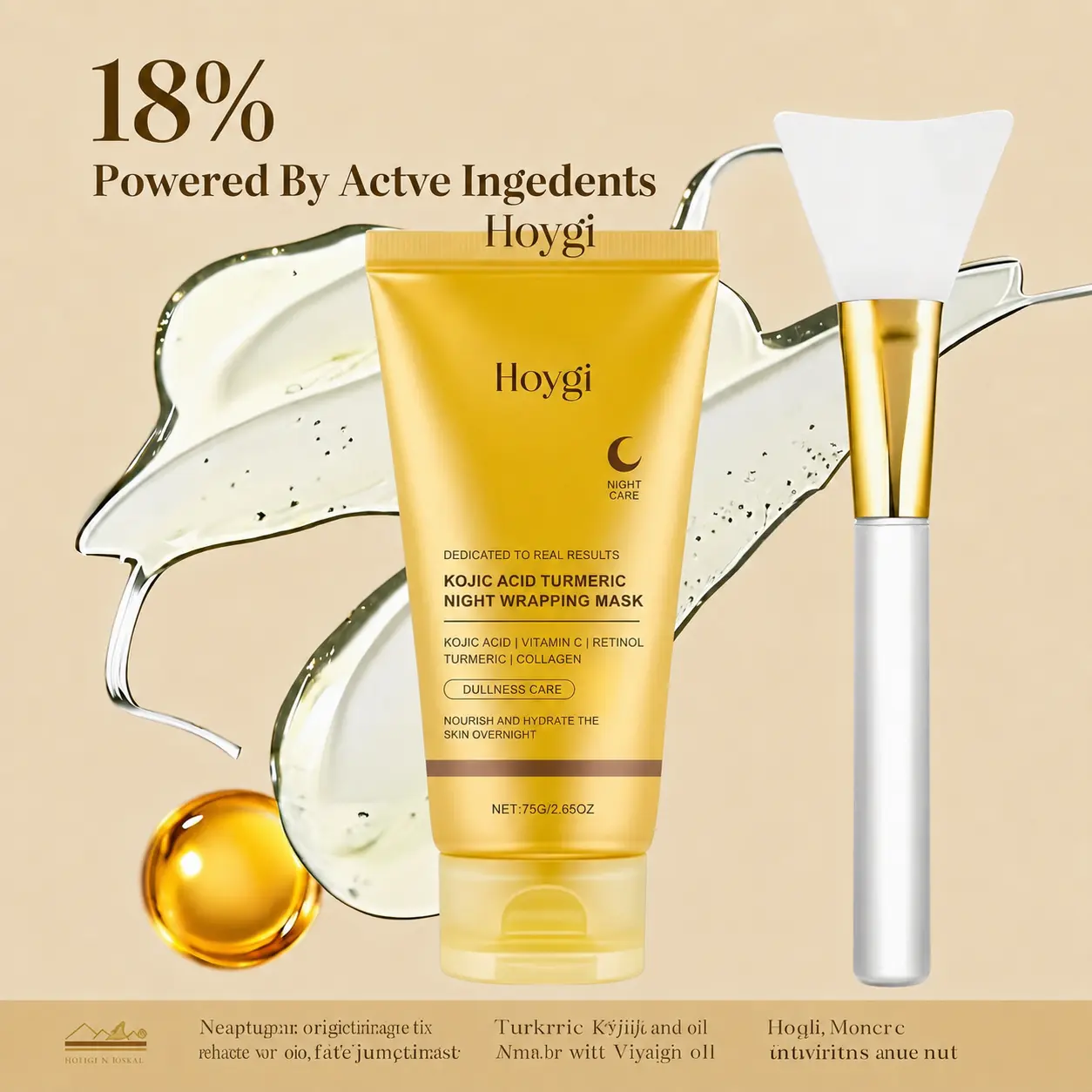 Kojic Acid Turmeric Collagen Night Wrapping Gel Facial Mask Set - Glycerin-Formulated Hydrating Overnight Mask for Radiant Skin Care
