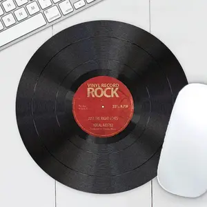 Vinyl Record Rock Round Mouse Pad Classic Music Small Desk Mat with Non-Slip Rubber Base for Office and Home Mouse Mat for Computer Laptop Gift for Friends Size7.8*7.8inch