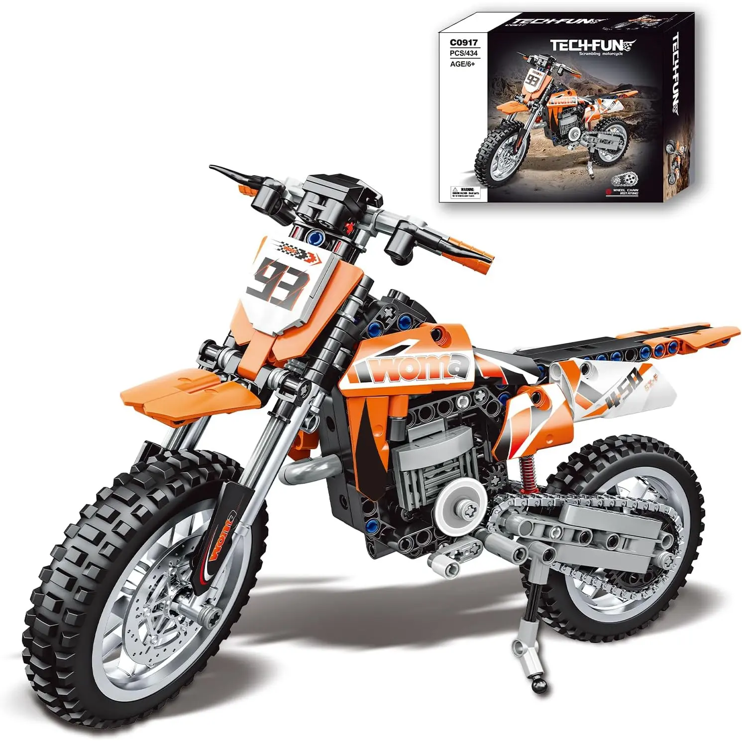 Motorcycle Building Blocks Set, Technic Motorcycle 1:8 Scale Collectible Model Kit, STEM Building Toy Bricks Set for Boys Teens Adults, Display Gift for Motorcycle Fans (434 PCS)