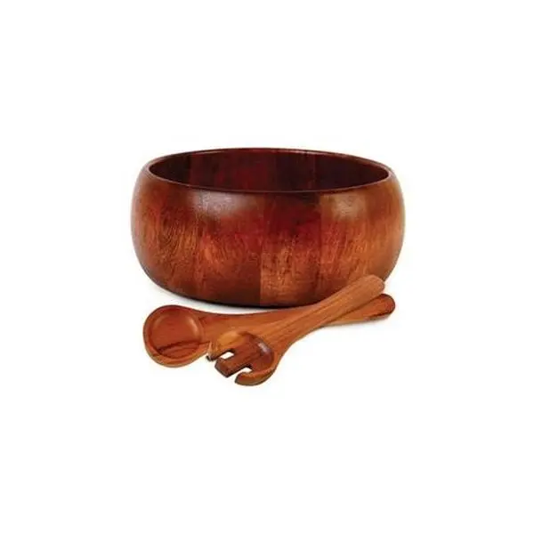 212 MAIN Gh La Roda 3-Piece Acacia Wooden Dinnerware Set - Wooden Dinnerware Kit with Bowl, Spoon, Cutlery for Salad Use (3-Piece Dinner Sets for Kitchen), Salad Set
