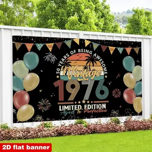 Men's 50th Birthday Decoration Banner, Happy 50th Birthday Background Poster Gift, Retro Back to 1976 Party Decorations, Yard Sign Banner