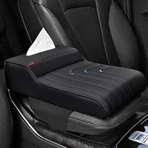 Car Center Console Cushion Pad, Universal Waterproof Leather Auto Armrest Seat Box Protector, Automotive Elbow Rest Box Cover with Soft Memory Foam, Car Accessories (Black)