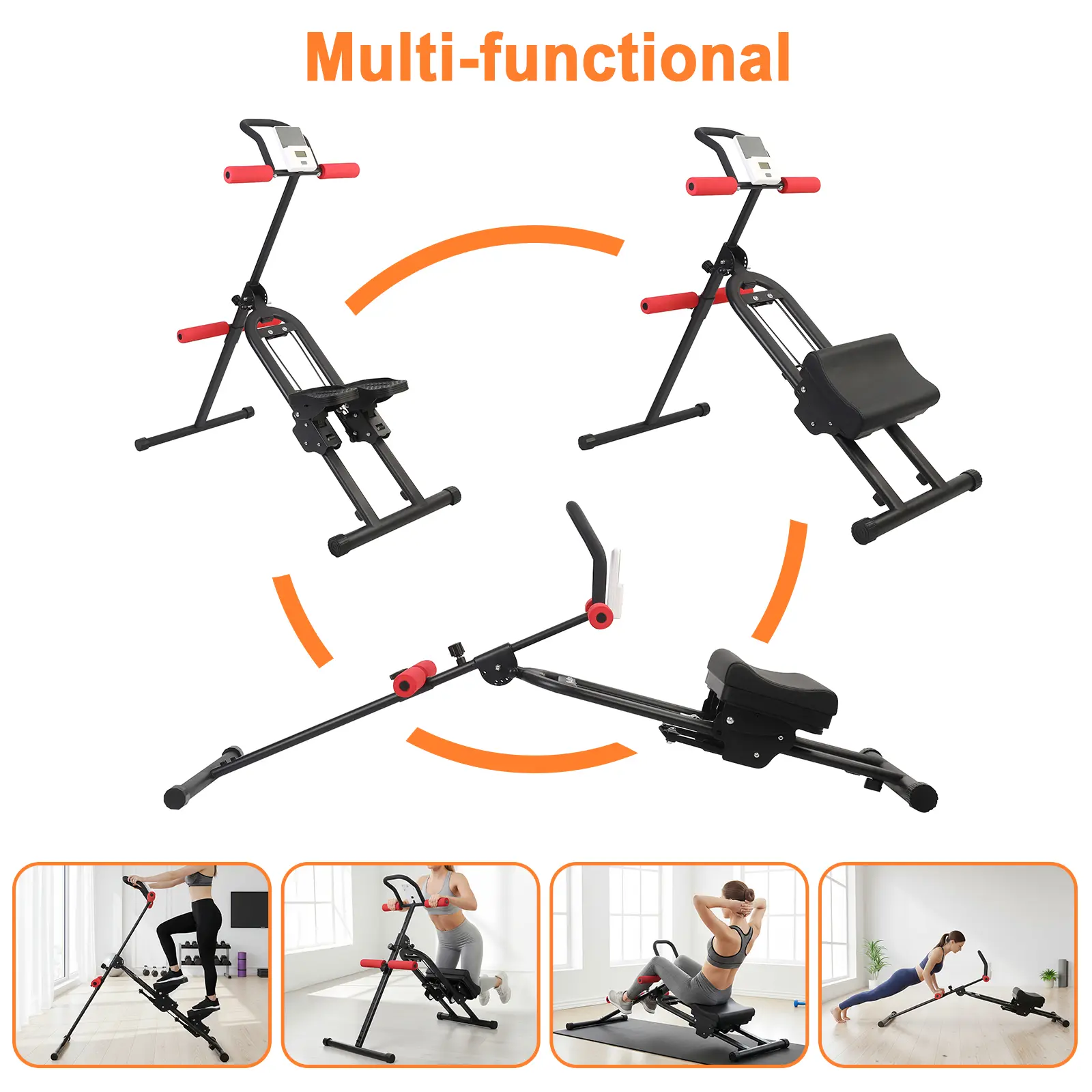 Home Gym Equipment 4-in-1 – Foldable Stepper, Sit-up machine & AB Trainer for Cardio & Strength Training