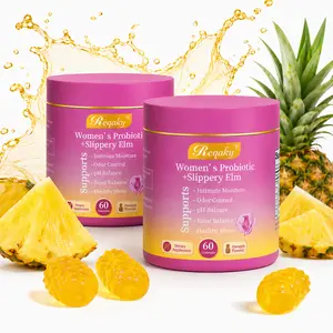 Feminine Probiotics Gummies - Pineapple Flavor, Prebiotic & Probiotic Blend with Slippery Elm, Supports pH Balance & Dryness Relief, Healthcare Dietary Supplement