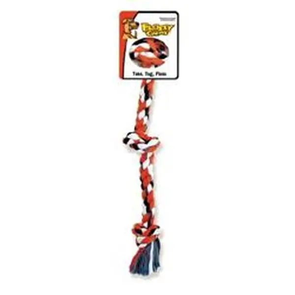 Mammoth Pet Products 017771 10 in. Cotton Blend Mini Size Flossy Chews 3-Knot Rope Tug Dog Toy, Multicolor, Teeth Cleaning, Tug Toy
