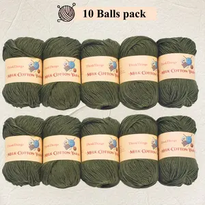 THINKTHINGS Acrylic Yarn for Knitting Crochet Army Green Hand Knitting Yarn Weaving Yarn 10 Balls 17.6 Ounces Bulk Crochet Thread