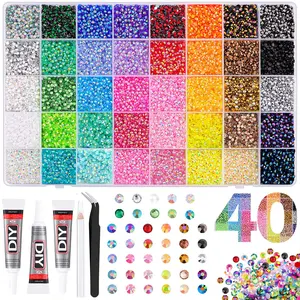 40 Colors Jelly Synthetic Glitter for Decoration, Vibrant Gems Resin Flakes with Tweezers, 3mm Multicolor Sparkles for DIY Crafts