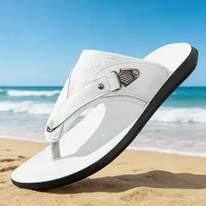 Men's Flip-Flops Breathable Mesh Panels & Lightweight Sole for Daily Indoor Comfort Boy Walking Shoes with Metal Side Accents