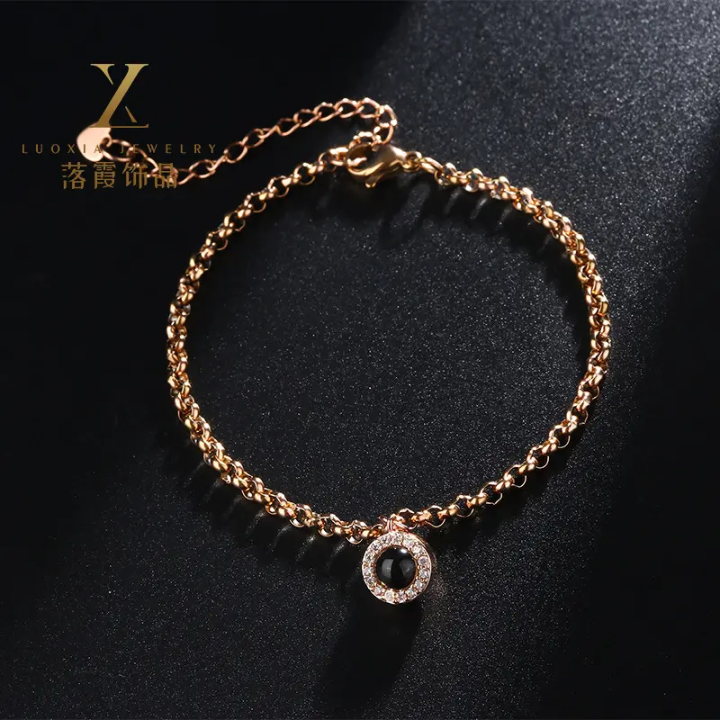 Dainty Personalized Photo Projection Bracelet • Photo Zircon Chain Bracelet Adjustable• Custom Photo Chain Bracelet • Memorial Bracelets • Gift for Her