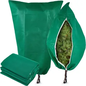 Plant Covers Freeze Protection 4 Packs 31.5" W X 47.3" H Thicker Large Outdoor Winter Frost Cloths Blankets with Zipper Drawstring, Reusable Garden Tree Cover Bags for Fruit Tree Shrub Potted