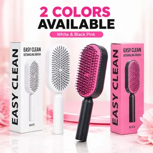 1pc Self-Cleaning Detangling Hair Brush – Push-to-Clean One-Button Hair Release, 3D Air Cushion Scalp Massage, Wet & Dry Styling Comb for Long, Curly & Straight Hair, Unisex