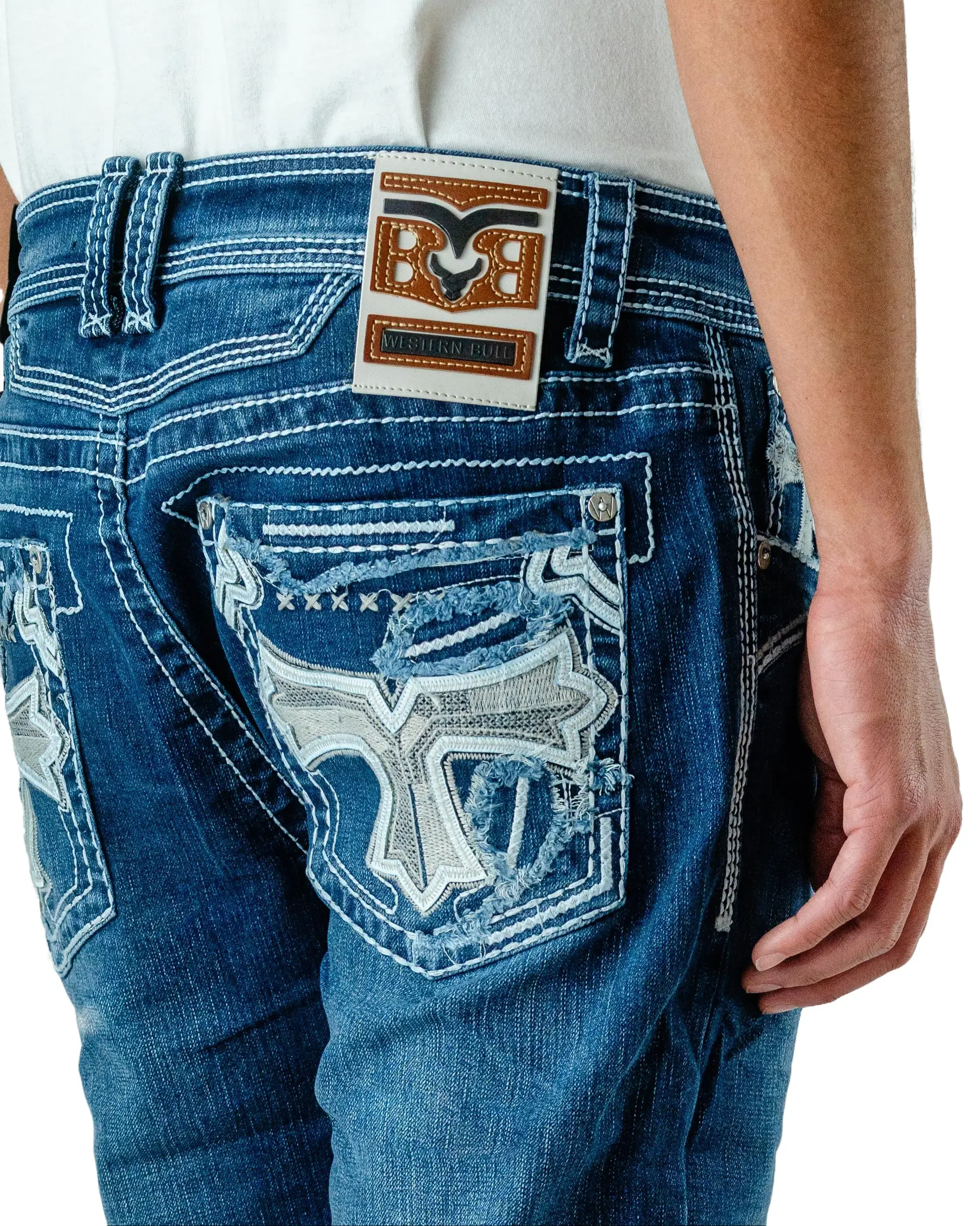 Western Bull Men's Cowboy Jeans - Durable Lasting Solid Denim, Straight & Regular Fit Pants with Pocket, Classic Western Aesthetic Menswear Bottoms, Lasting Denim, Rodeo Outfit Inspo, Cotton Denim Men's Jeans