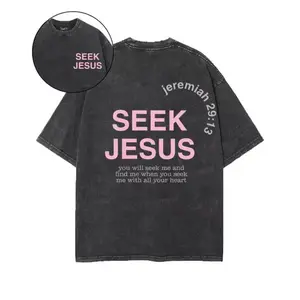 Oversize Acid Wash Christian Shirt Seek Jesus Double Sided Washed Christian T-shirt, Vintage Jesus Shirt