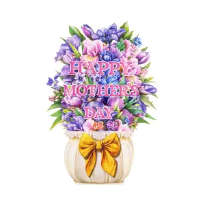 Mother'S Day Vase Display Greeting Card, Creative 3D Pop-Up Greeting Card, Mother'S Day Gift