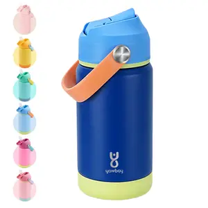 Yawbay 12 oz Insulated Water Bottle (Insulated Cup, Thermal Vacuum Flask) – Leak-Proof, BPA-Free, Double-Walled Stainless Steel, Straw Lid, Portable Tumbler Mug with Free Stickers for Kids