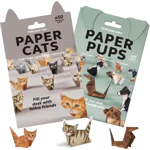 50 Sheets DIY Paper Cats, Origami Paper Kit to Fold Cute Cat Figures, Desk Origami Cats Decoration, Craft Activity for Adults Kids, Creative Gift for Kids Adults Cat Lovers(Cat&Dog, 50pcs)