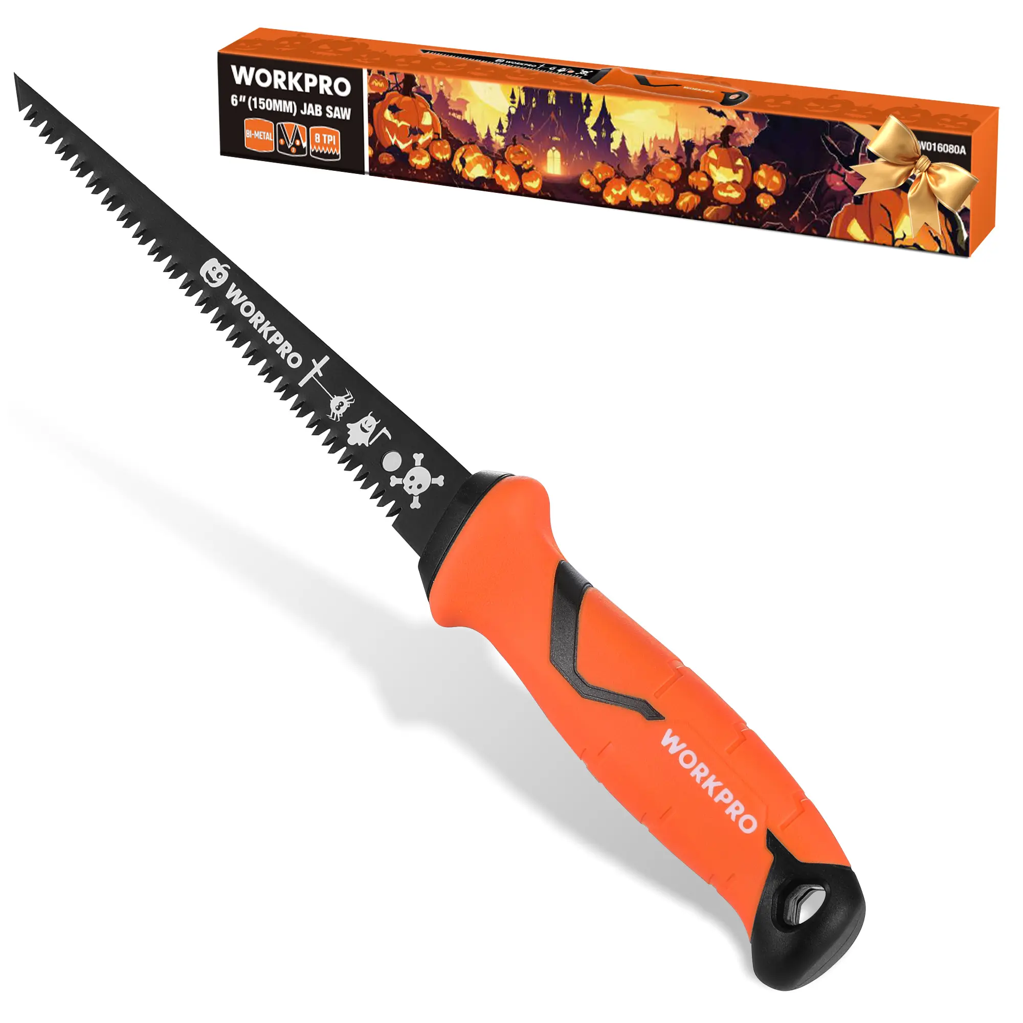 #backtoschool WORKPRO 6-inch Drywall Saw, Fast Cut Keyhole/Jab/Sheetrock Saw, Bi-metal Blade Drywall Cutting Tools with TPR Handle, Professional Pumpkin Carving Tools for Adults with Gift Box