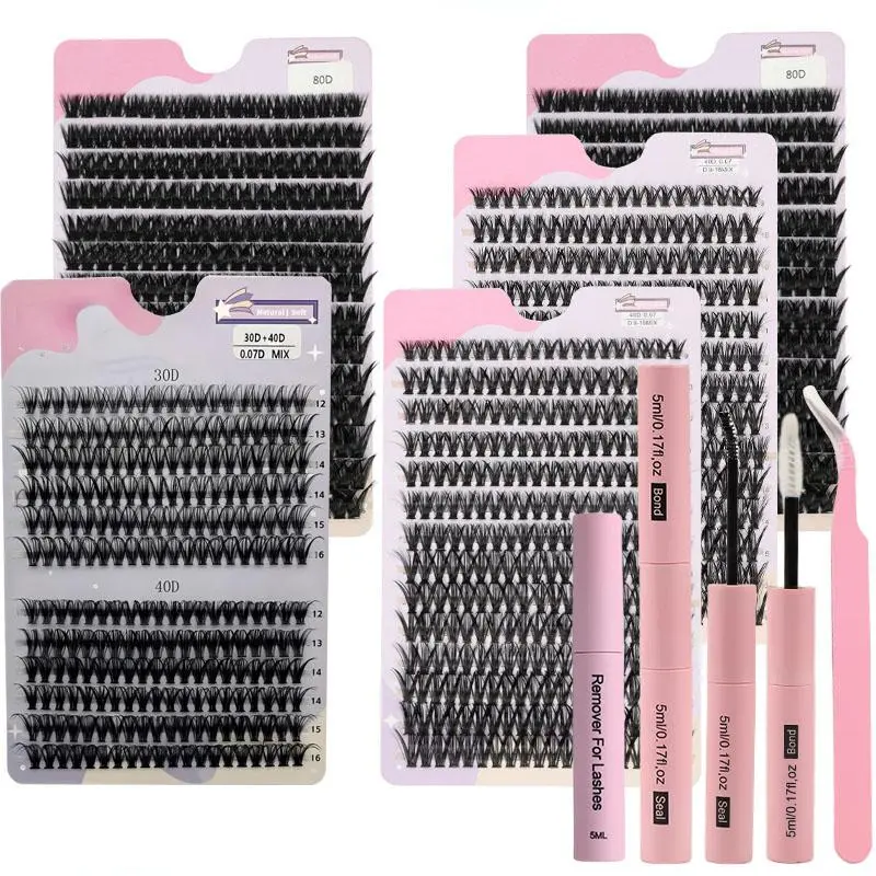 Mixed Length False Eyelashes Kit, 1 Set Including 9-16mm Curl Eyelashes, Eyelash Glue, Eyelash Remover & Tweezers, Professional Eye Makeup Accessories