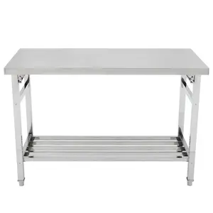 New Upgraded Utility Tables Heavy Duty 48" x 24" Stainless Steel Work Table with Adjustable Undershelf, NSF Certified Folding Prep Table for Kitchen, Restaurant, and Home Use