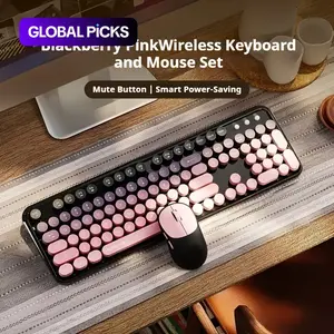 EWEADN V96 Wireless Silent Keyboard and Mouse Combo with Low Battery Indicator, Cute Colorful Gradation Design, Battery Operated (AAA), 2.4G Stable Connection, Ergonomic, Compact, for Office Work and Gaming on PC/Laptop #GLOBAL PICKS