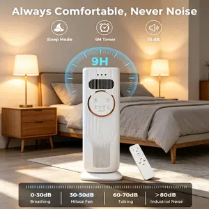 Ice Crystal Cooling Bladeless Tower Fan Heater and Cooler, Dual Mode Heating & Cooling Oscillating Standing Fan, Low Noise Fast Cooling & Fast Warmth, All Season Portable Electric Fan for Indoor Home Bedroom Office Daily Use