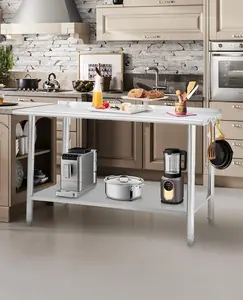 【Christmas Gift】Stainless Steel Table 60x24x35 Inch with NSF Certification, Adjustable Undershelf, Easy Maintenance, and Versatile Use for Kitchen, Restaurant