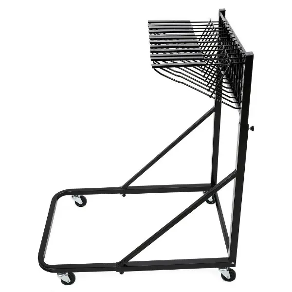 Black Steel Powder Coated Mobile Blueprint Vinyl Holder Rack - Hangable Metal Storage Organizer with 12 Pivot Brackets, 240 lbs Capacity, Adjustable Height & Length, Easy Installation, Open Bookshelf