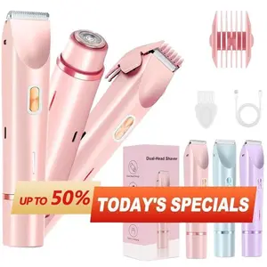 Wireless Electric Razor (Dual Head) Shaver, Rechargeable Bikini Trimmer, Multifunctional Body & Facial Hair Remover, Suitable for Men and Women